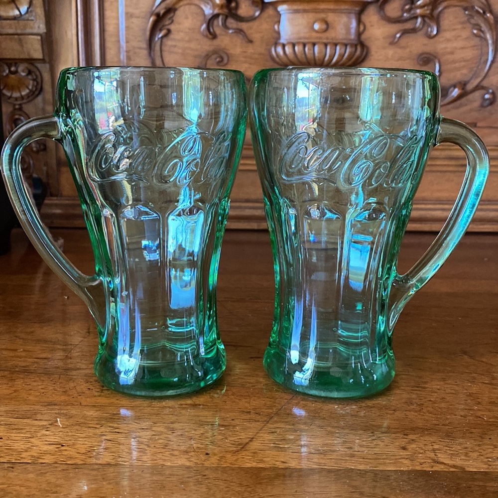 Coca~Cola Libby Green Glass Mug